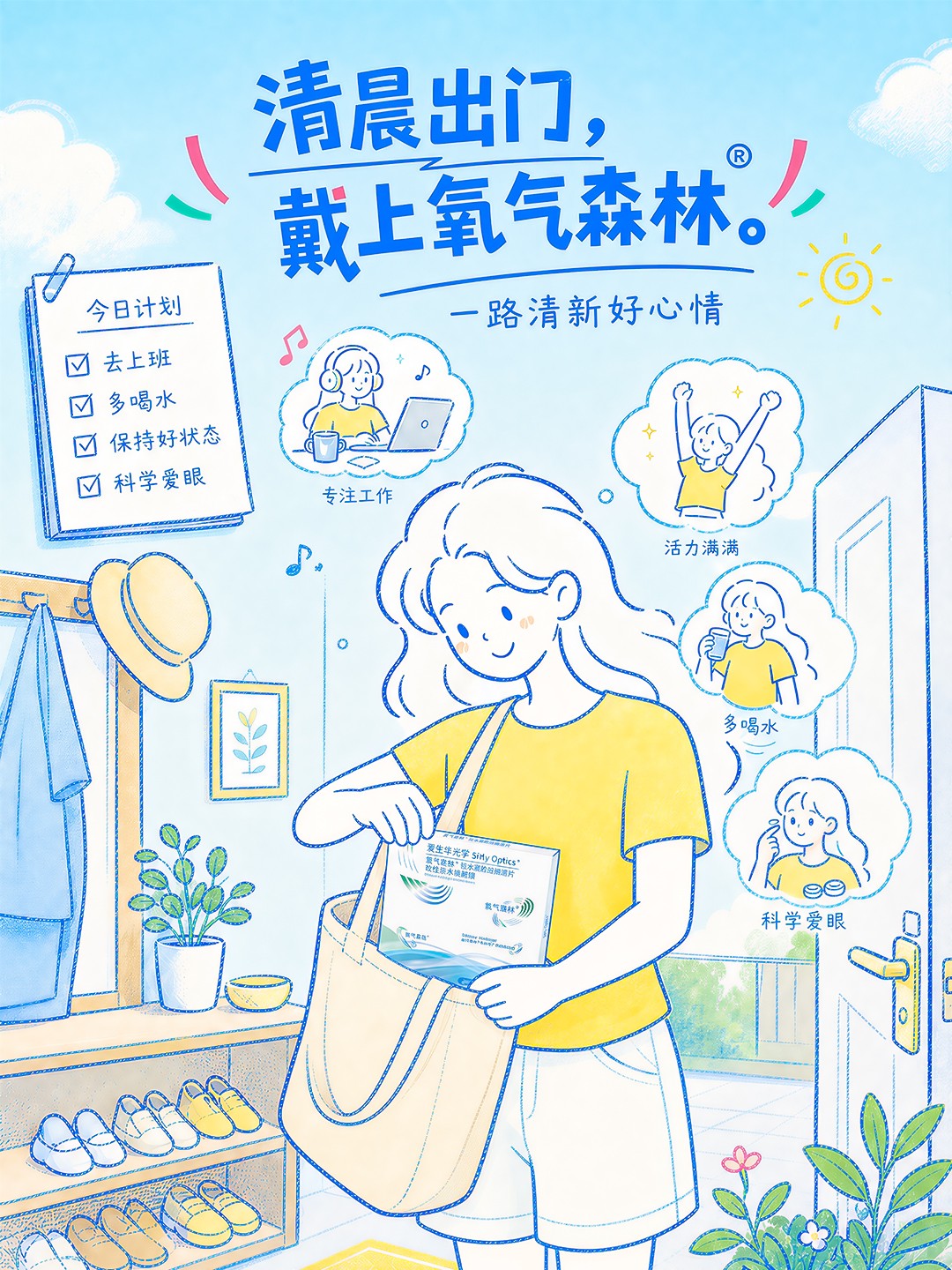 清晨出门，戴上氧气森林®，一抹清透微风掠过。
